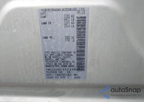 2024 Nissan Leaf Sv Plus z USA, uszkodzony, nr VIN 1N4CZ1CV0RC552339